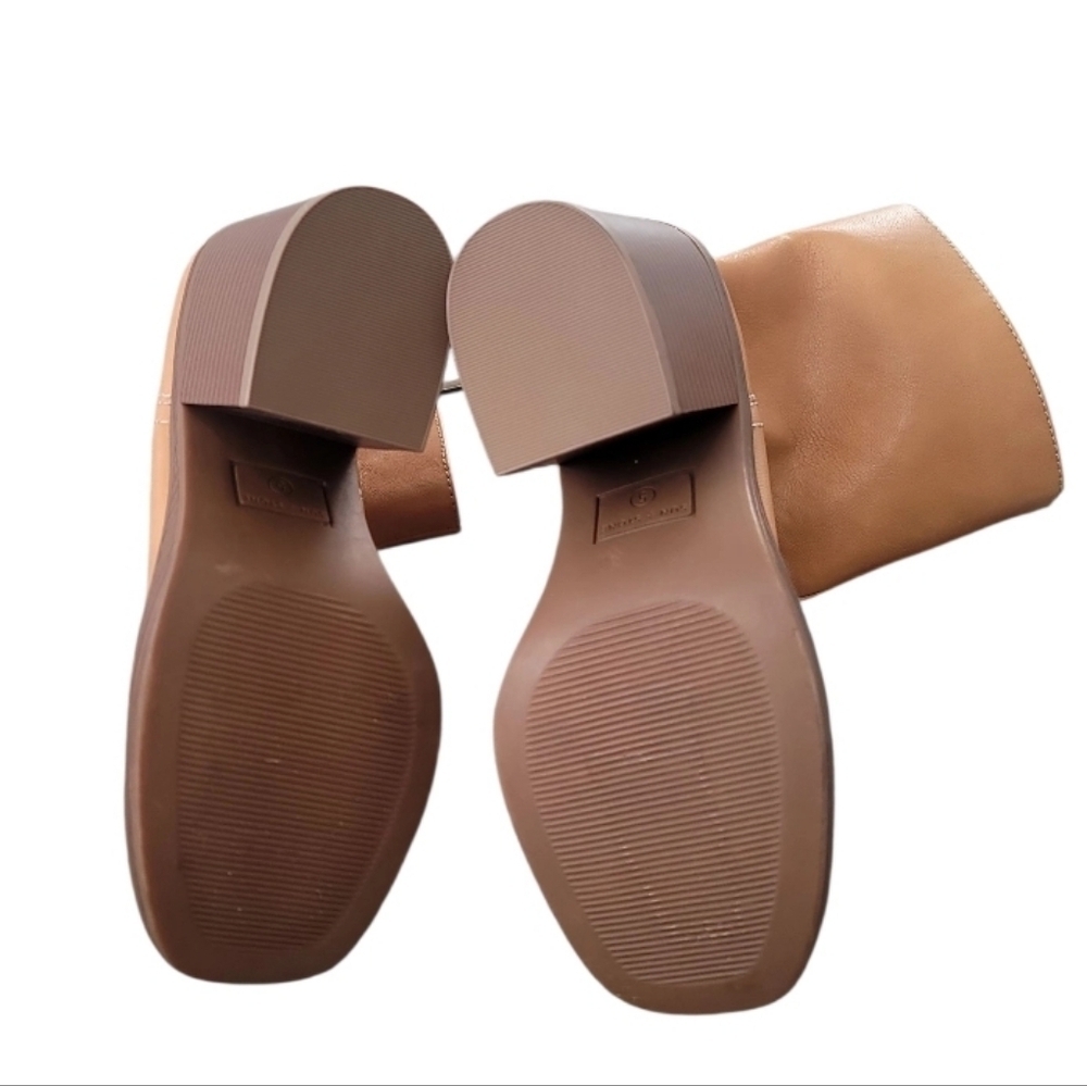 Sun + Stone Tan Camel Block Heeled Ankle Boots Size 5 - Picture 3 of 7